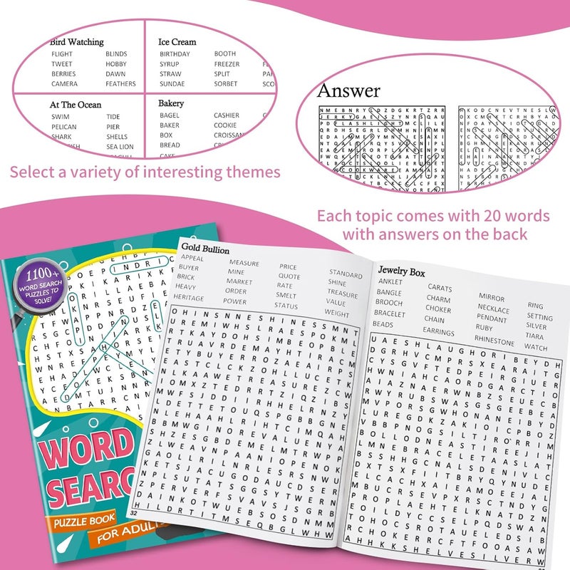 Large Print 6000+ Words Word Search Puzzle Books, Set of 6 Full Size, Brain Games, Activity Book for Adults, Teens and Seniors - Image 5